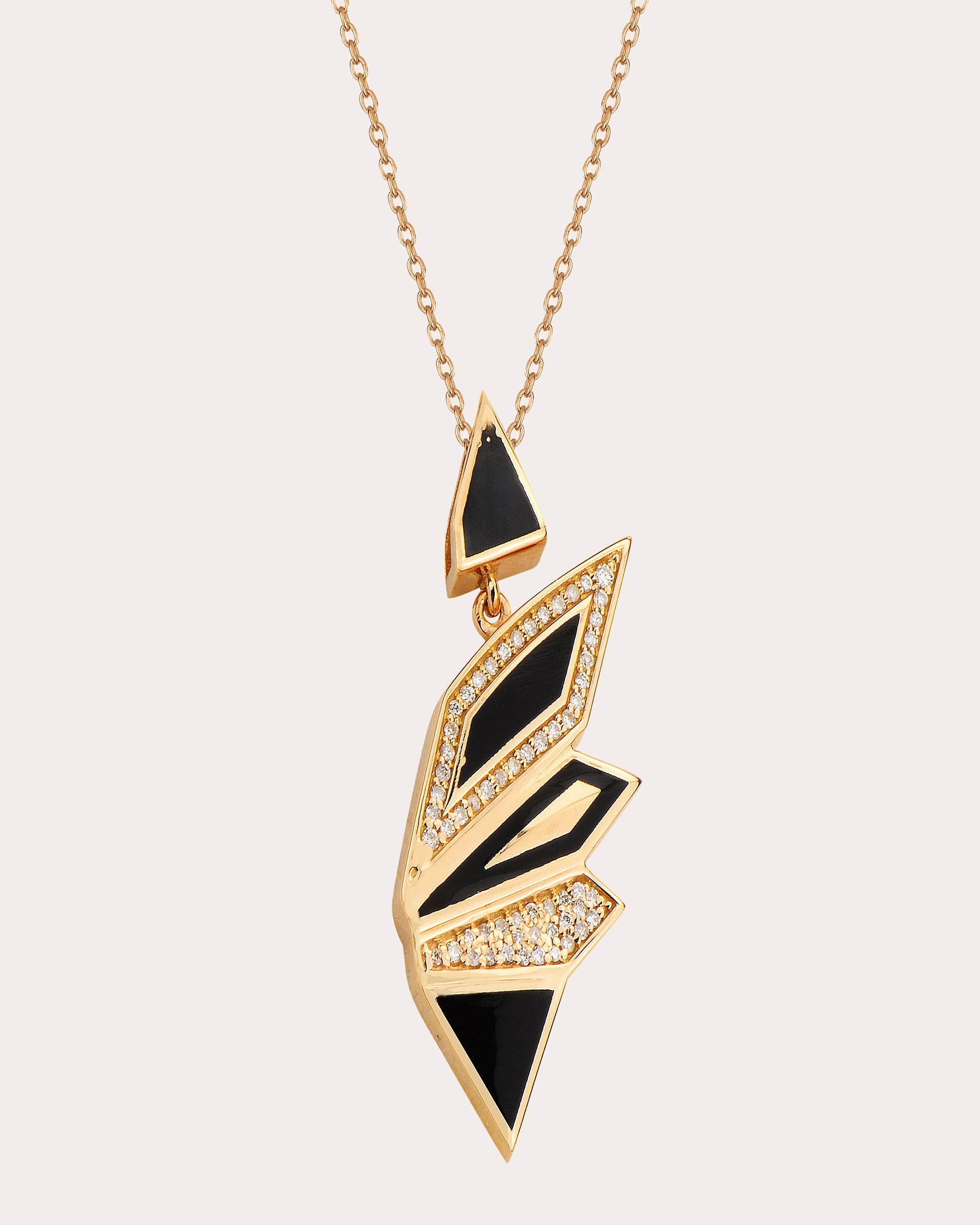 Alis 18K Gold Enamel and Diamond Pendant Necklace