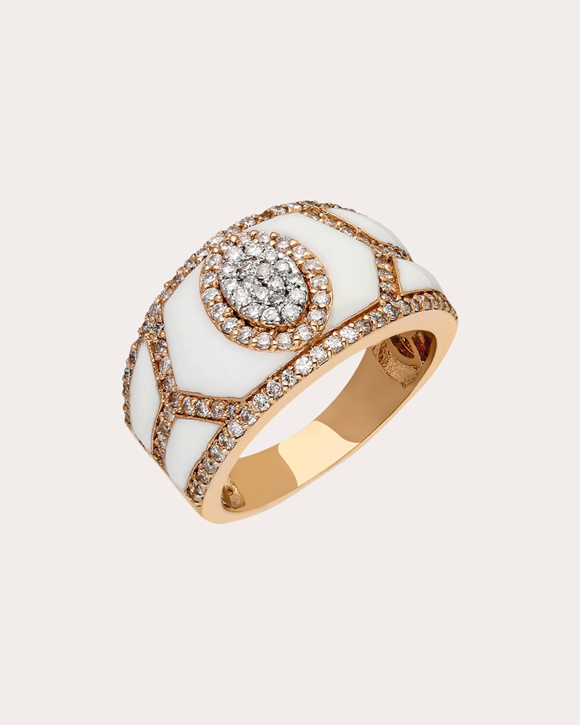 Shield 18K Gold Enamel and Diamond Ring