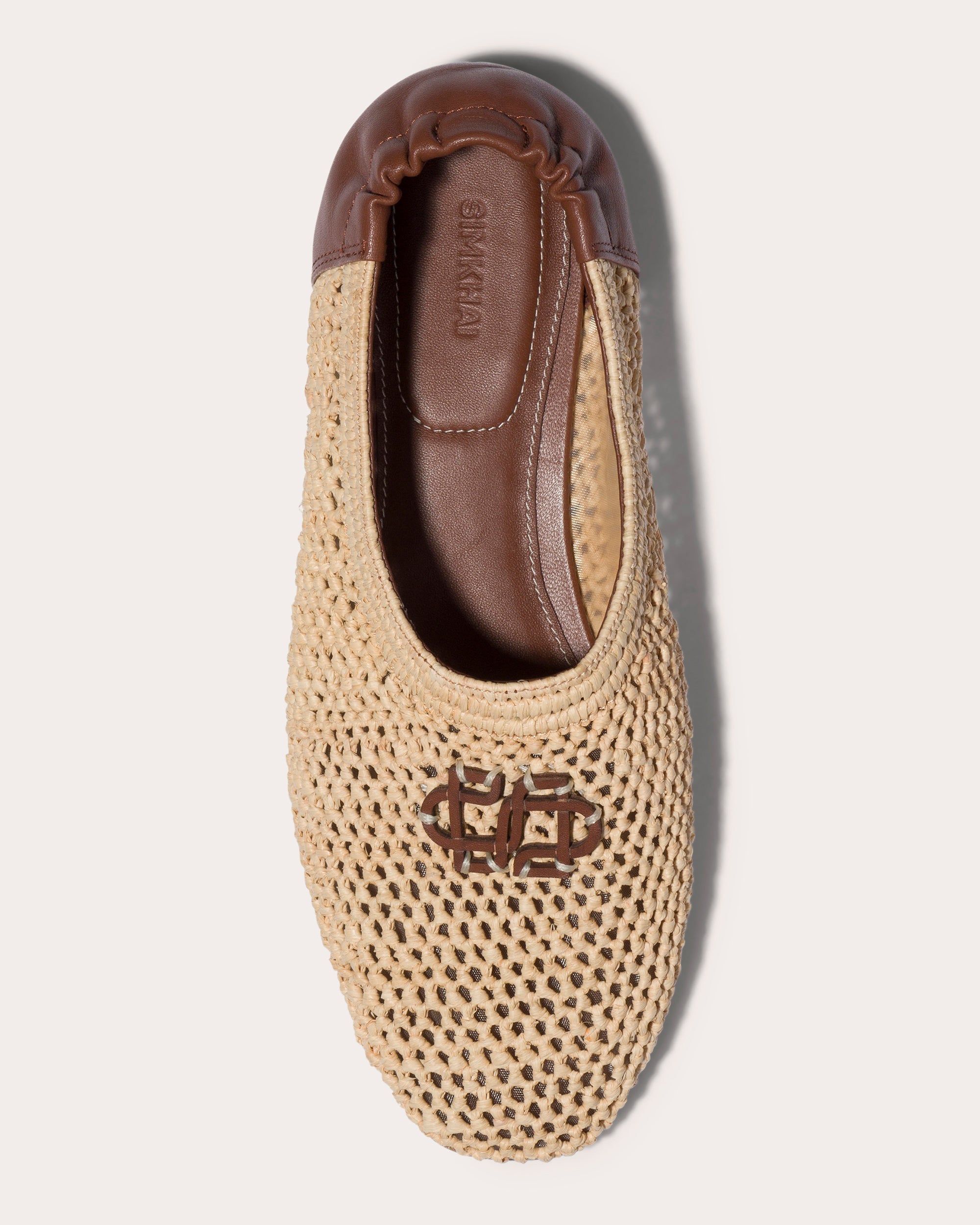 Eden Monogram Raffia Ballet Flat