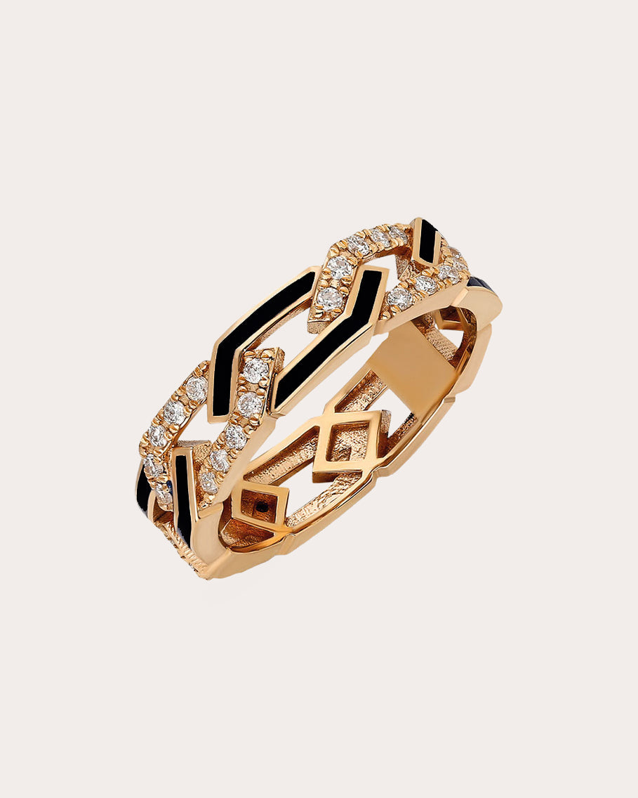 Rebel 18K Gold Enamel and Diamond Ring