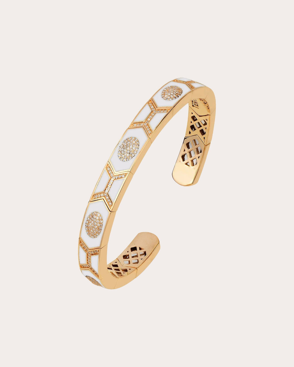 Shield 18K Gold Enamel and Diamond Cuff