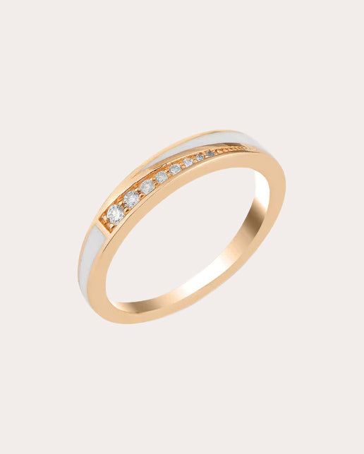 Flow 18K Gold Enamel and Diamond Ring