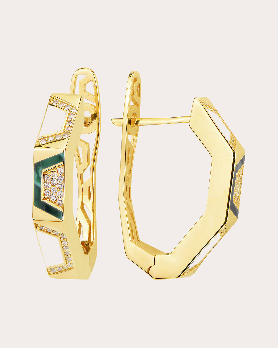 Epoca Lycia 18K Gold Enamel and Diamond Hoop Earrings