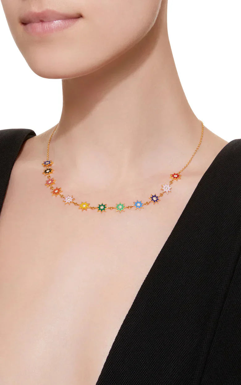 18K Gold Enamel and Diamond Twinkle Star Necklace