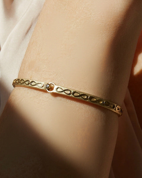Infinity 14K Gold Diamond Bangle