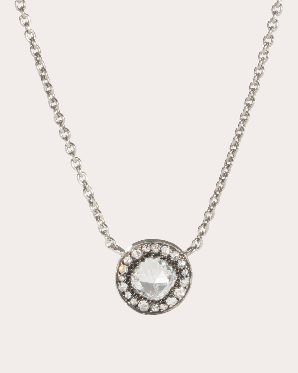 18K Gold Lab-Grown Diamond Single Halo Pendant Necklace