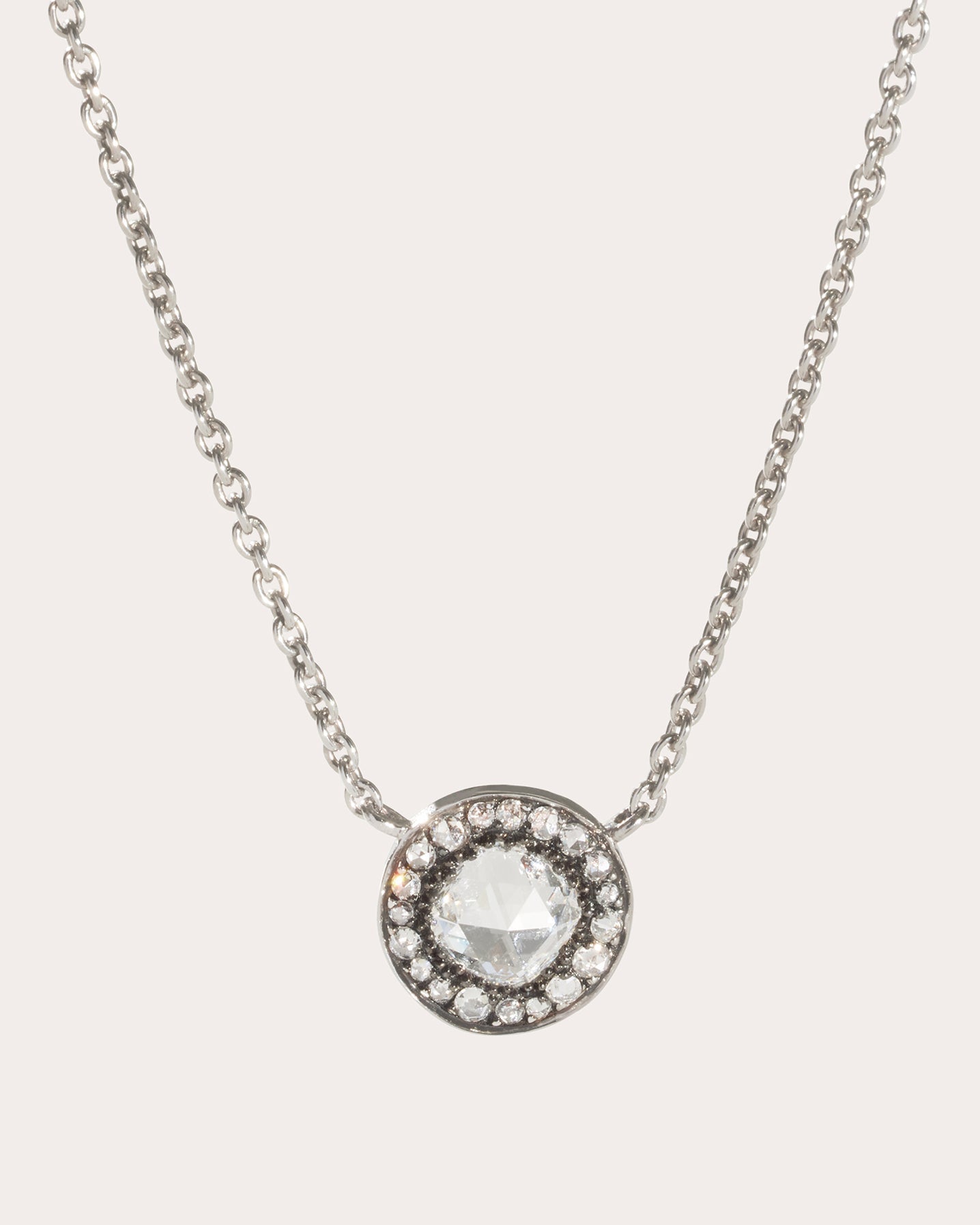 18K Gold Lab-Grown Diamond Single Halo Pendant Necklace