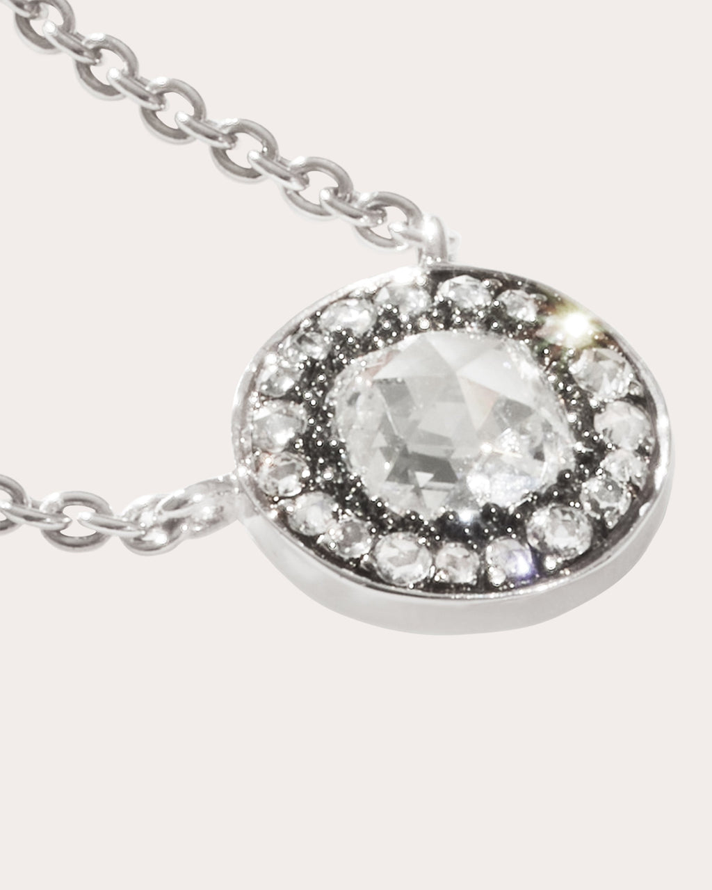 18K Gold Lab-Grown Diamond Single Halo Pendant Necklace