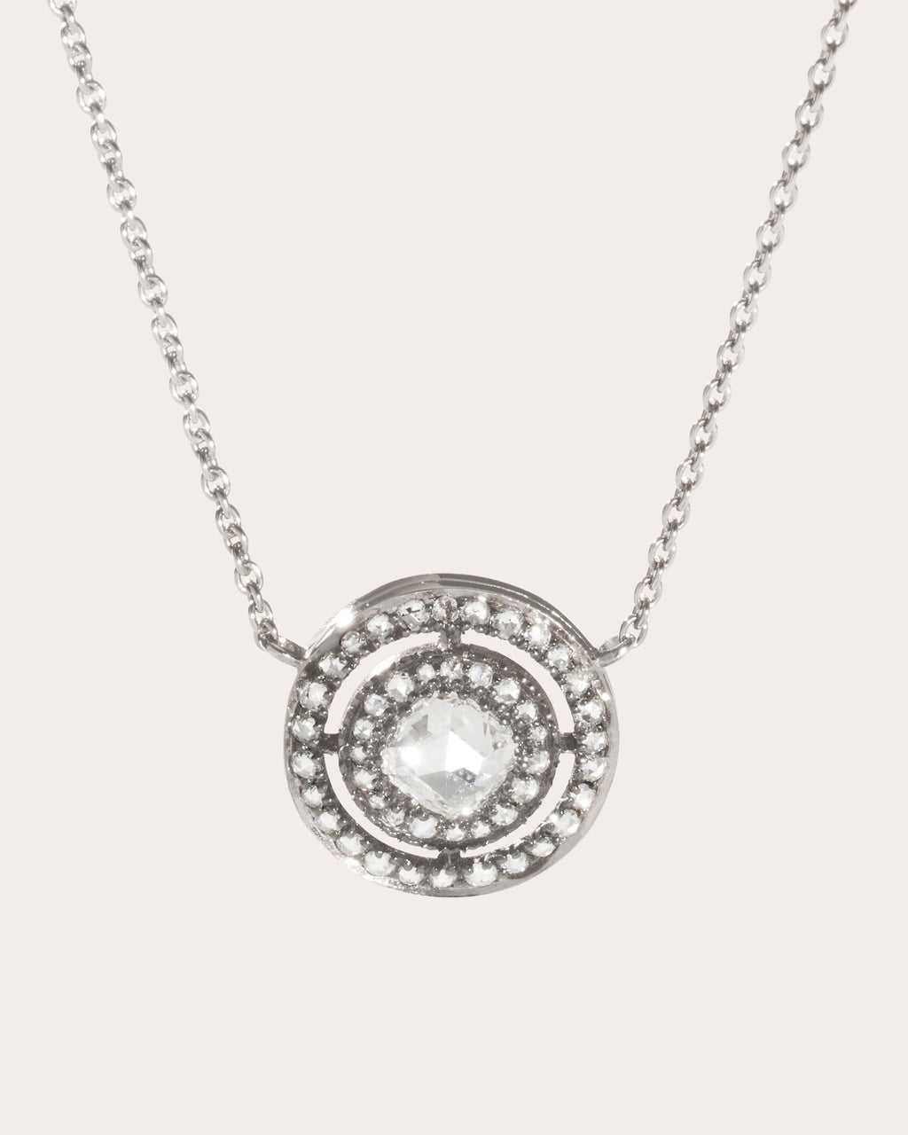Medium 18K Gold Lab-Grown Diamond Double Halo Pendant Necklace