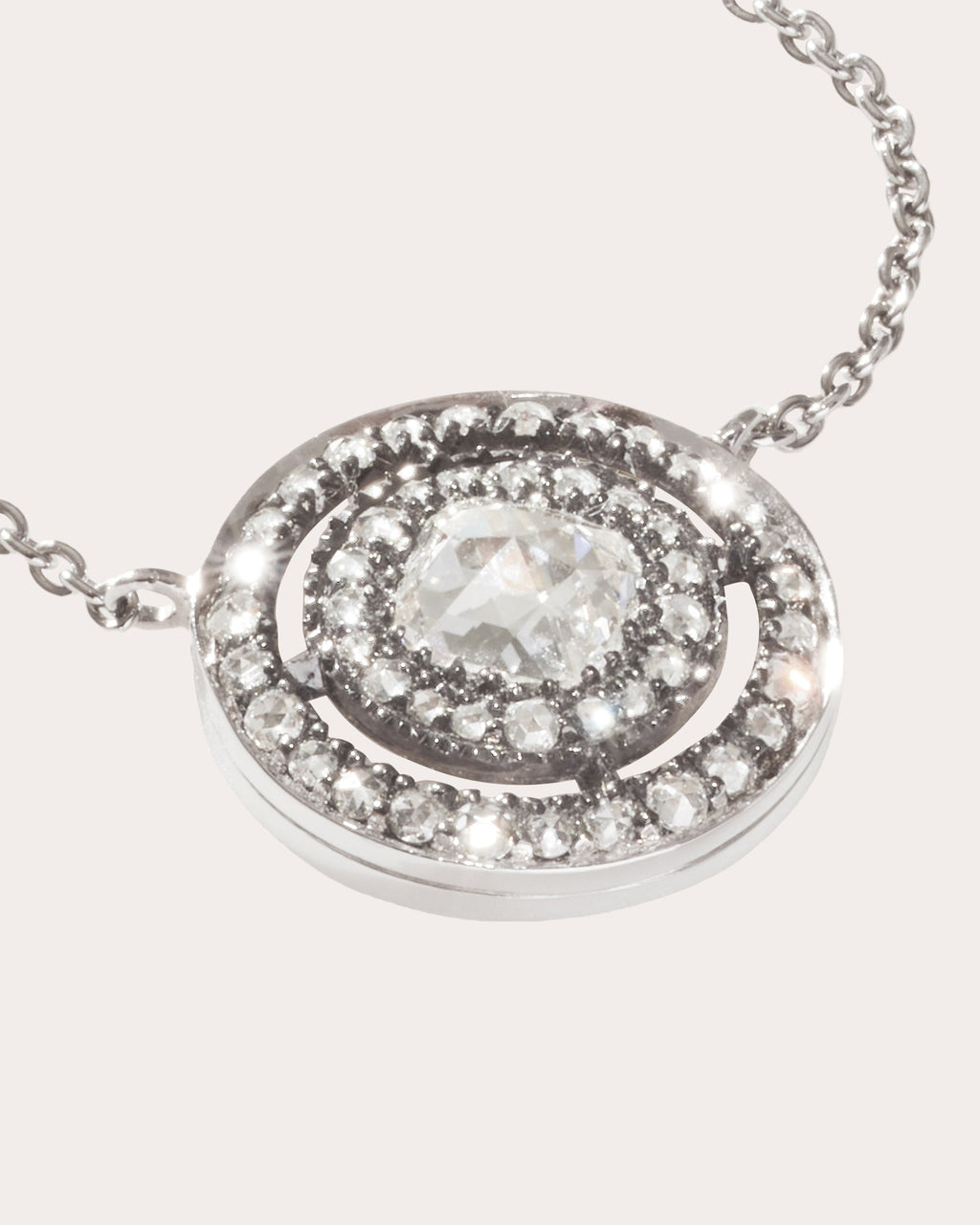 Medium 18K Gold Lab-Grown Diamond Double Halo Pendant Necklace