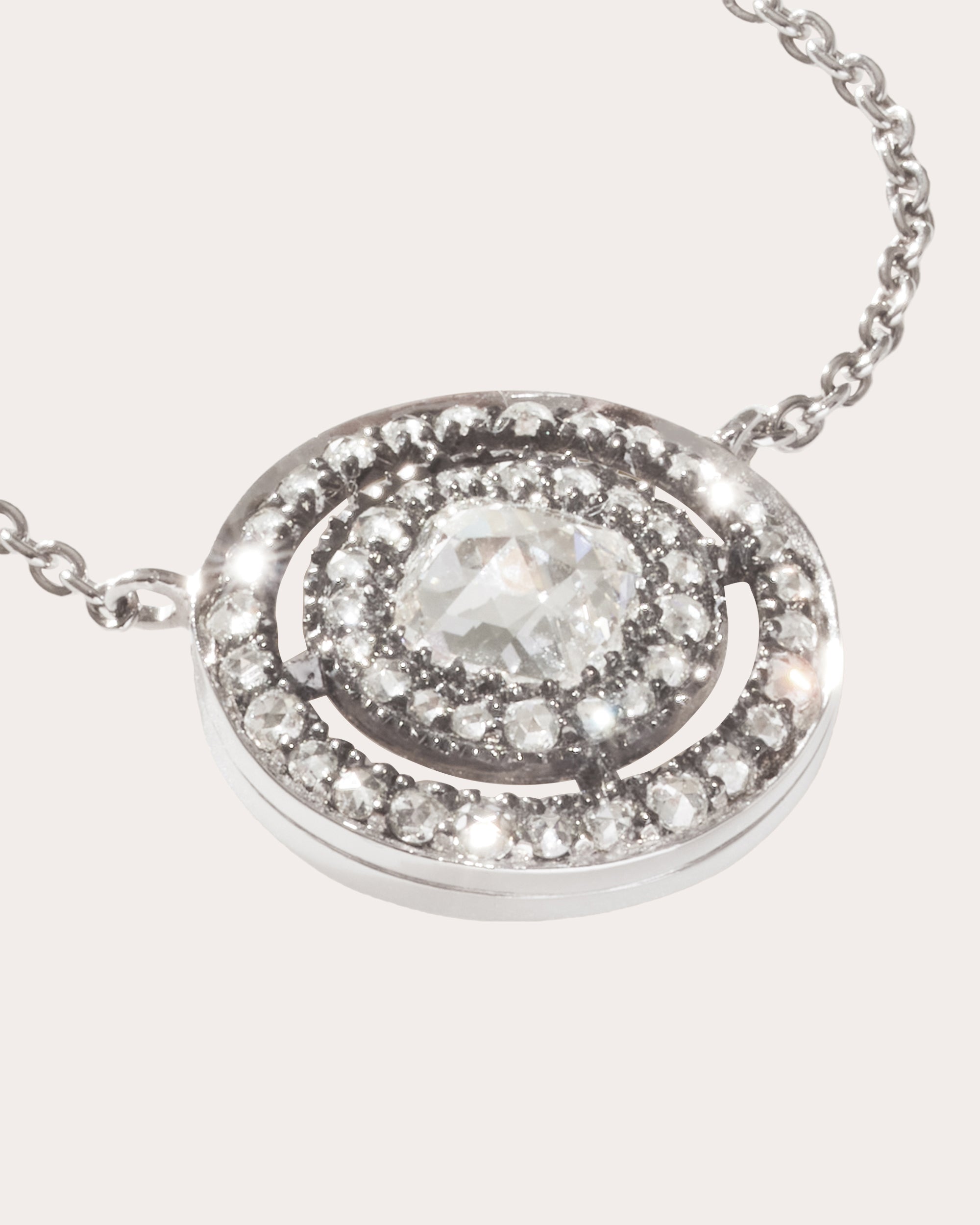 Medium 18K Gold Lab-Grown Diamond Double Halo Pendant Necklace