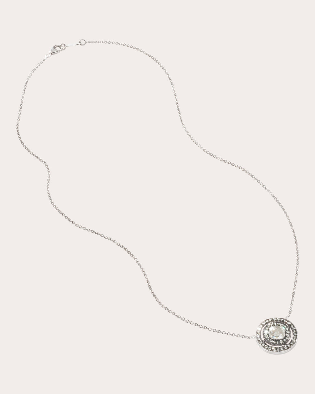 Large 18K Gold Lab-Grown Diamond Double Halo Pendant Necklace
