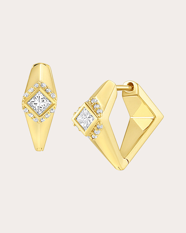 Sunna Edge 18K Gold Diamond Hoop Earrings