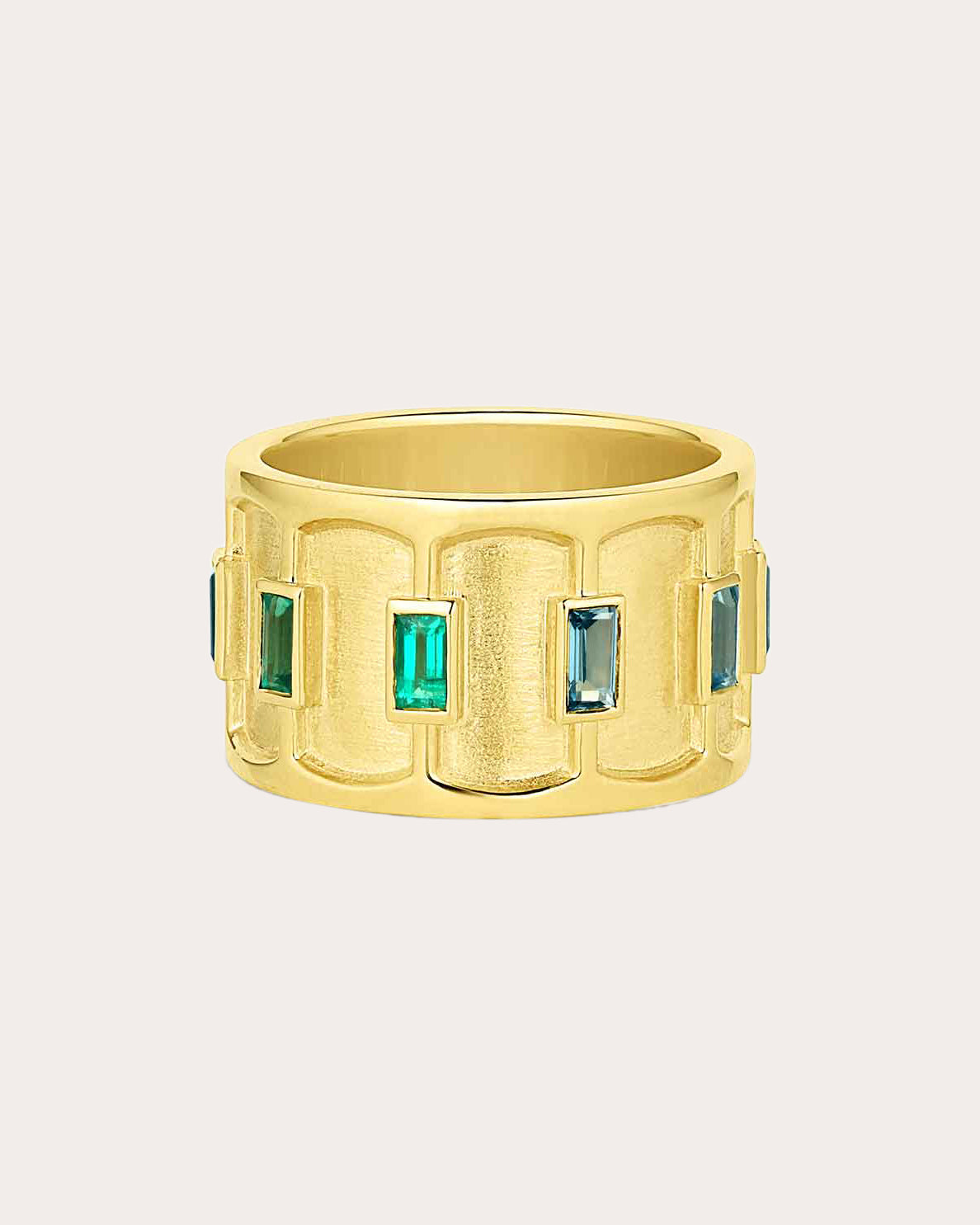 Stardust Sundown 18K Gold Emerald and Topaz Ring