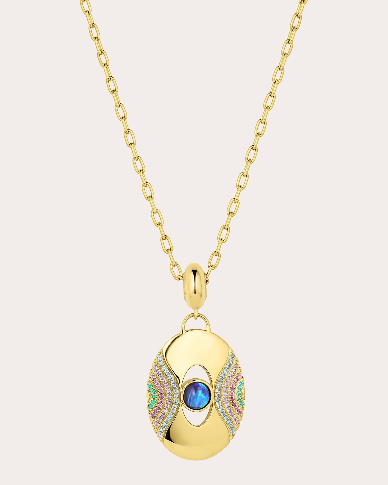 Color Wave 18K Gold Multi-Stone Pendant Necklace
