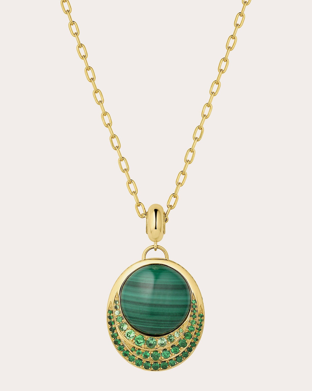 Color Wave 18K Gold Malachite and Tsavorite Pendant Necklace