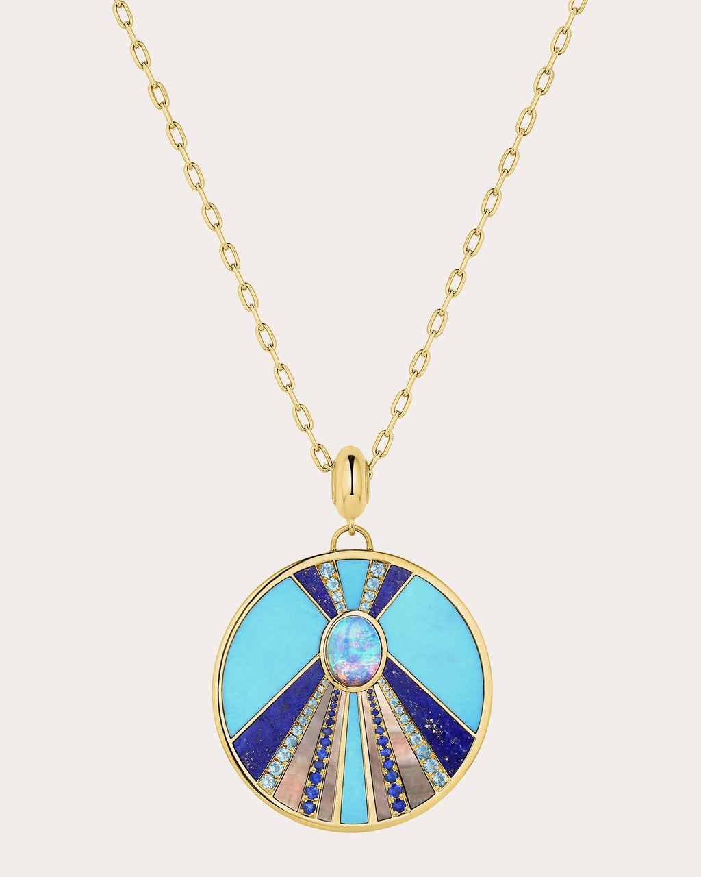Sun Stone 18K Gold Multi-Stone Pendant Necklace