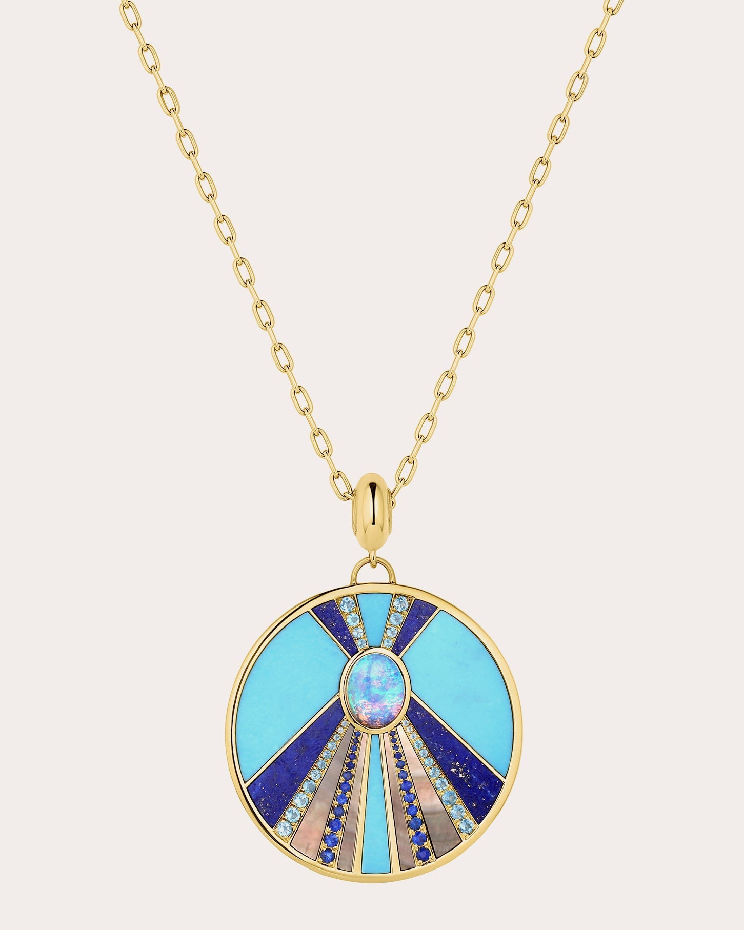 Sun Stone 18K Gold Multi-Stone Pendant Necklace