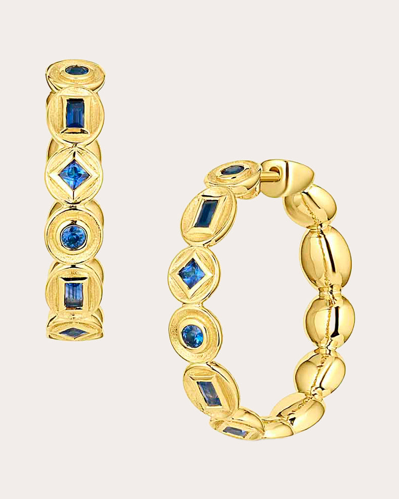 Stardust 18K Gold Sapphire Hoop Earrings