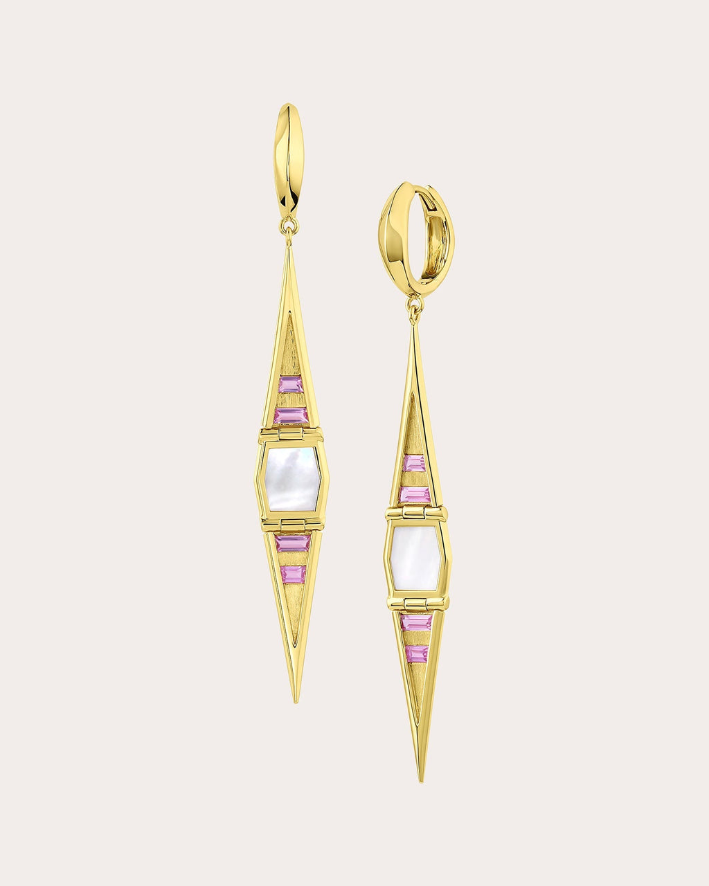 Solara 18K Gold Mother of Pearl and Sapphire Earrings
