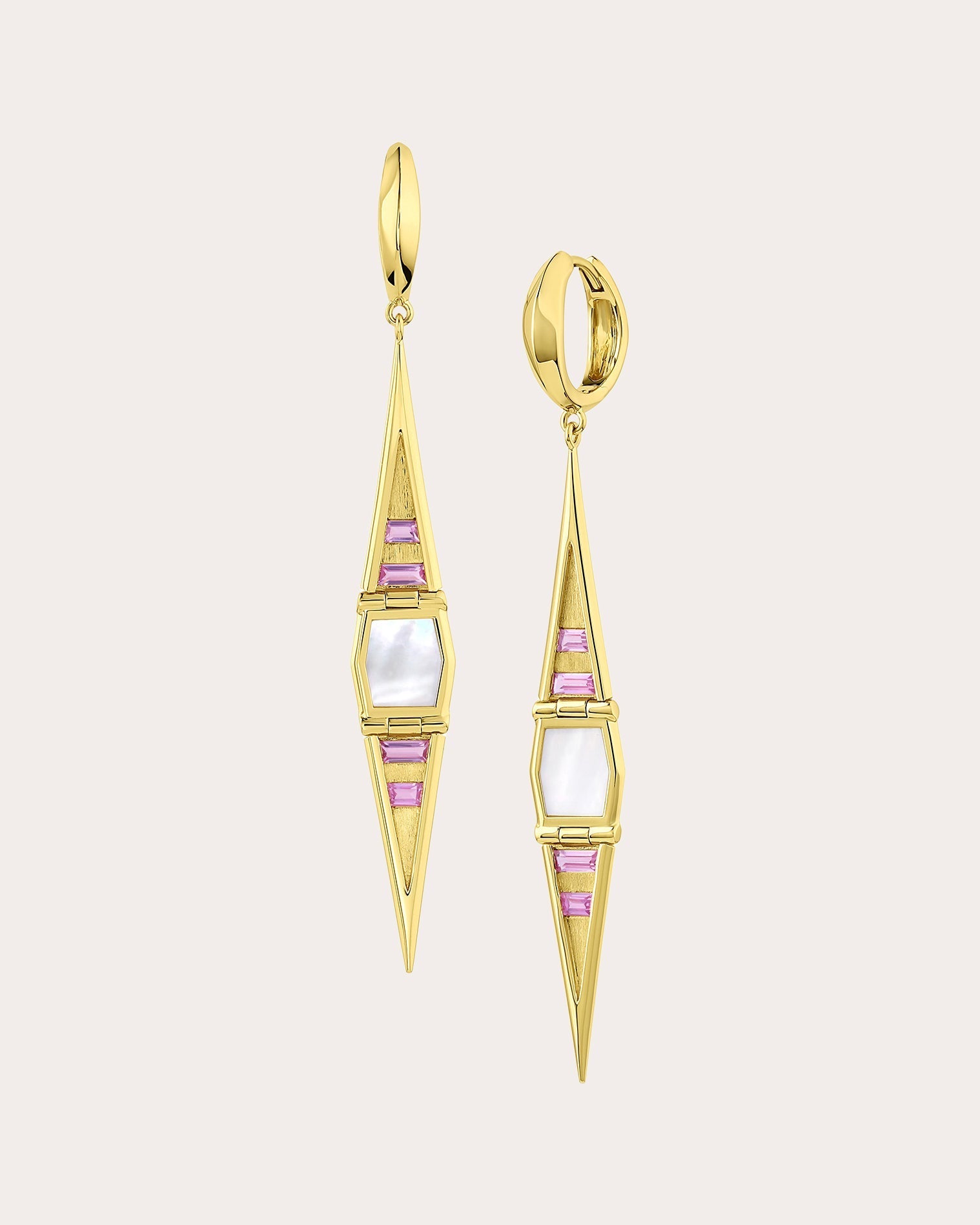 Solara 18K Gold Mother of Pearl and Sapphire Earrings