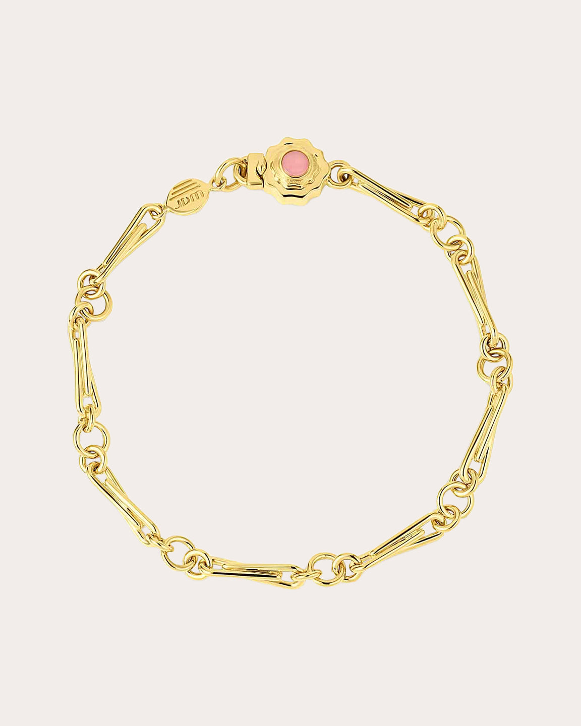 Barley Corn 18K Gold Pink Opal Bracelet