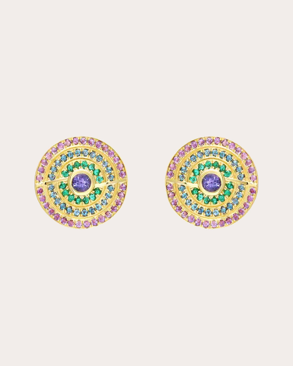 Thea 18K Gold Multi-Stone Stud Earrings