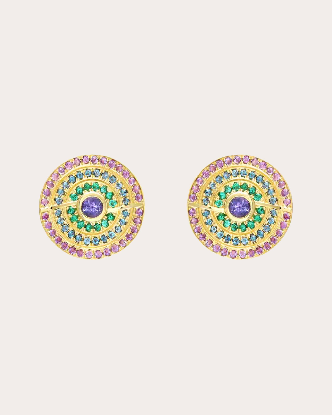 Thea 18K Gold Multi-Stone Stud Earrings
