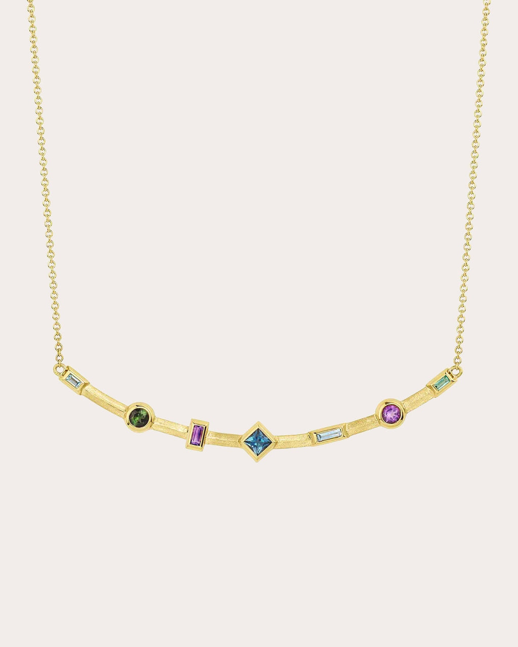 Blue Curved Bar Necklace
