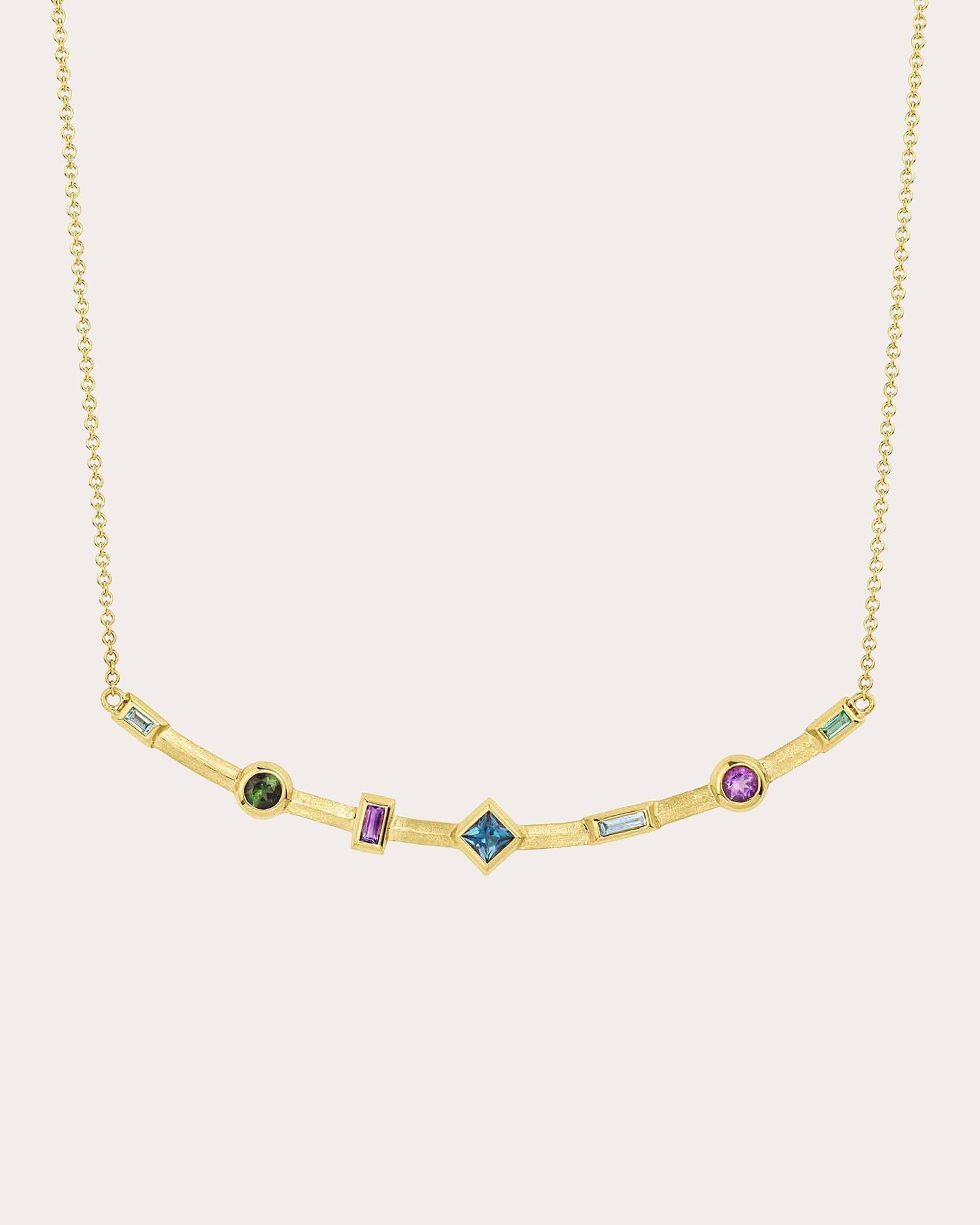 Blue Curved Bar Necklace