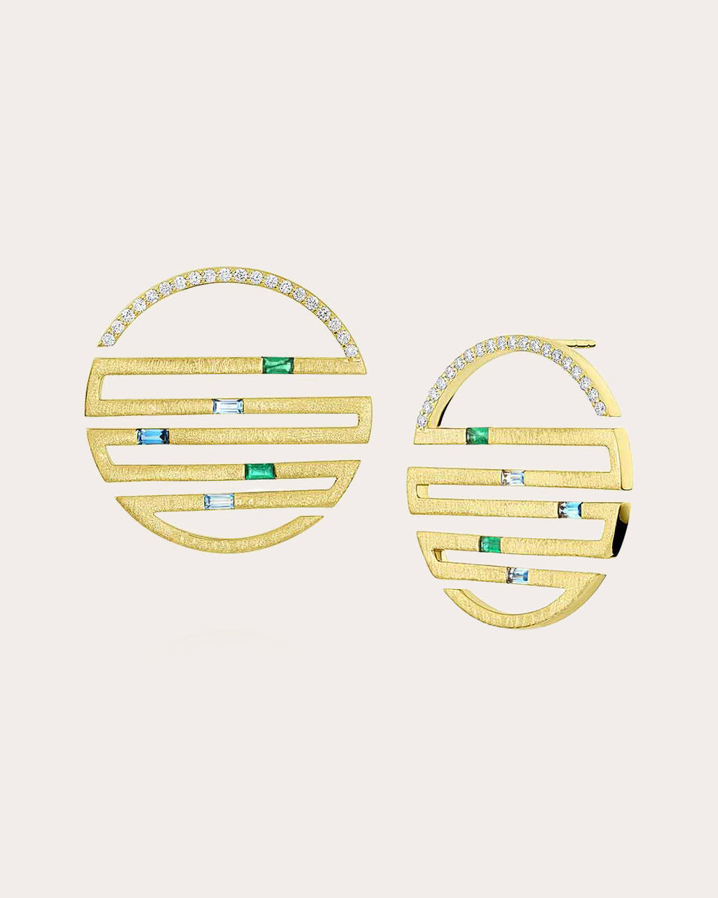 Solara 18K Topaz Emerald and Diamond Hoop Earrings