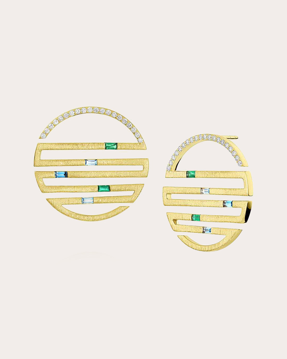 Solara 18K Topaz Emerald and Diamond Hoop Earrings