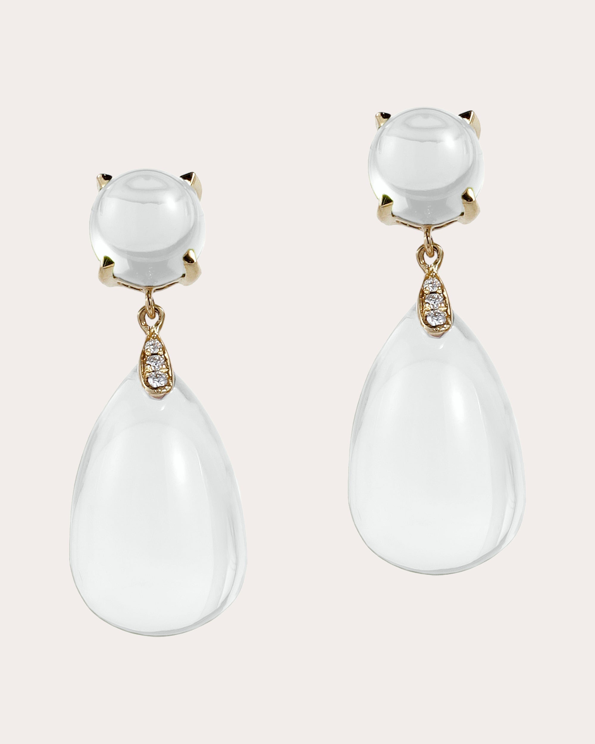 Naughty 18K Gold Moon Quartz Diamond Earrings