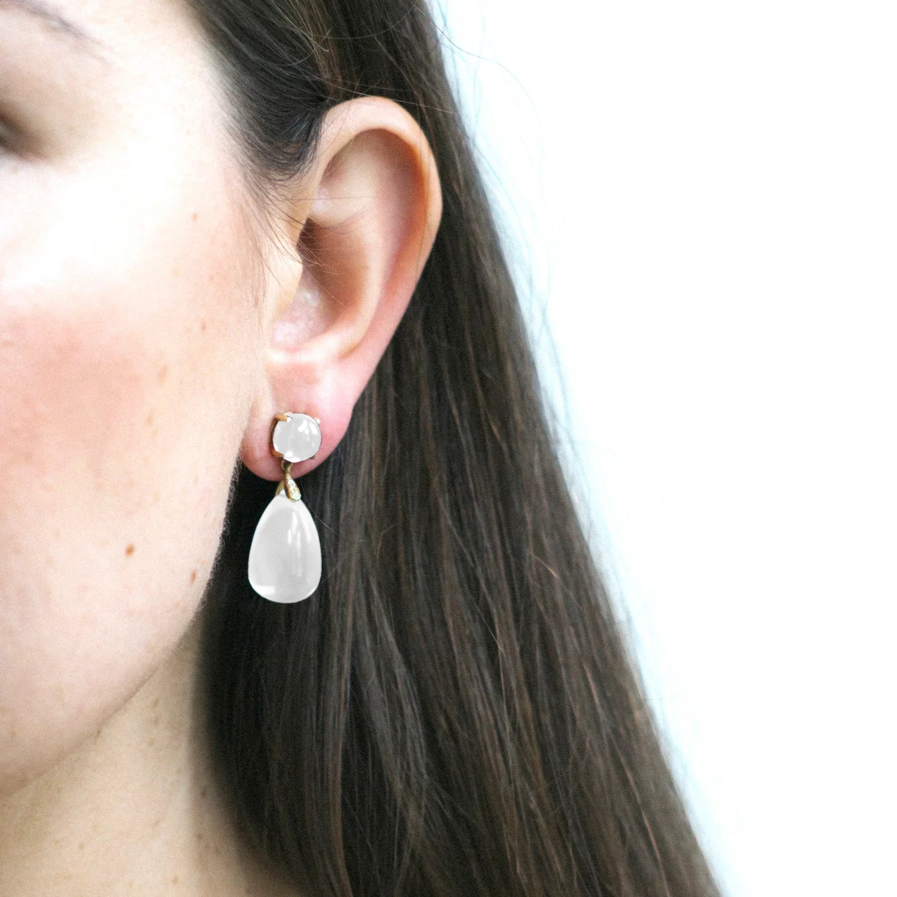 Naughty 18K Gold Moon Quartz Diamond Earrings