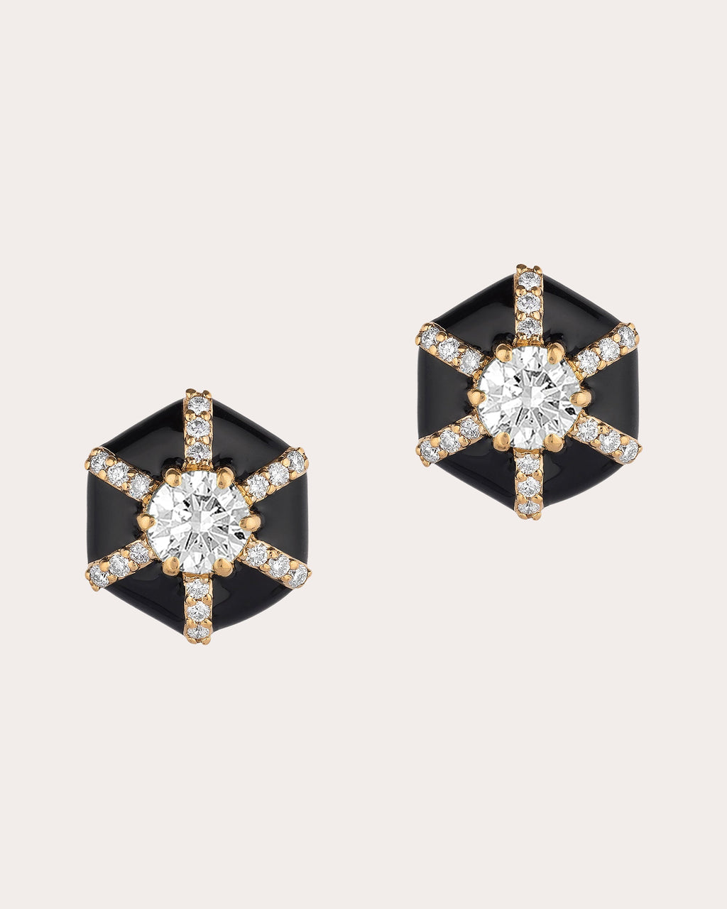 Queen 18K Gold Diamond Enamel Earrings