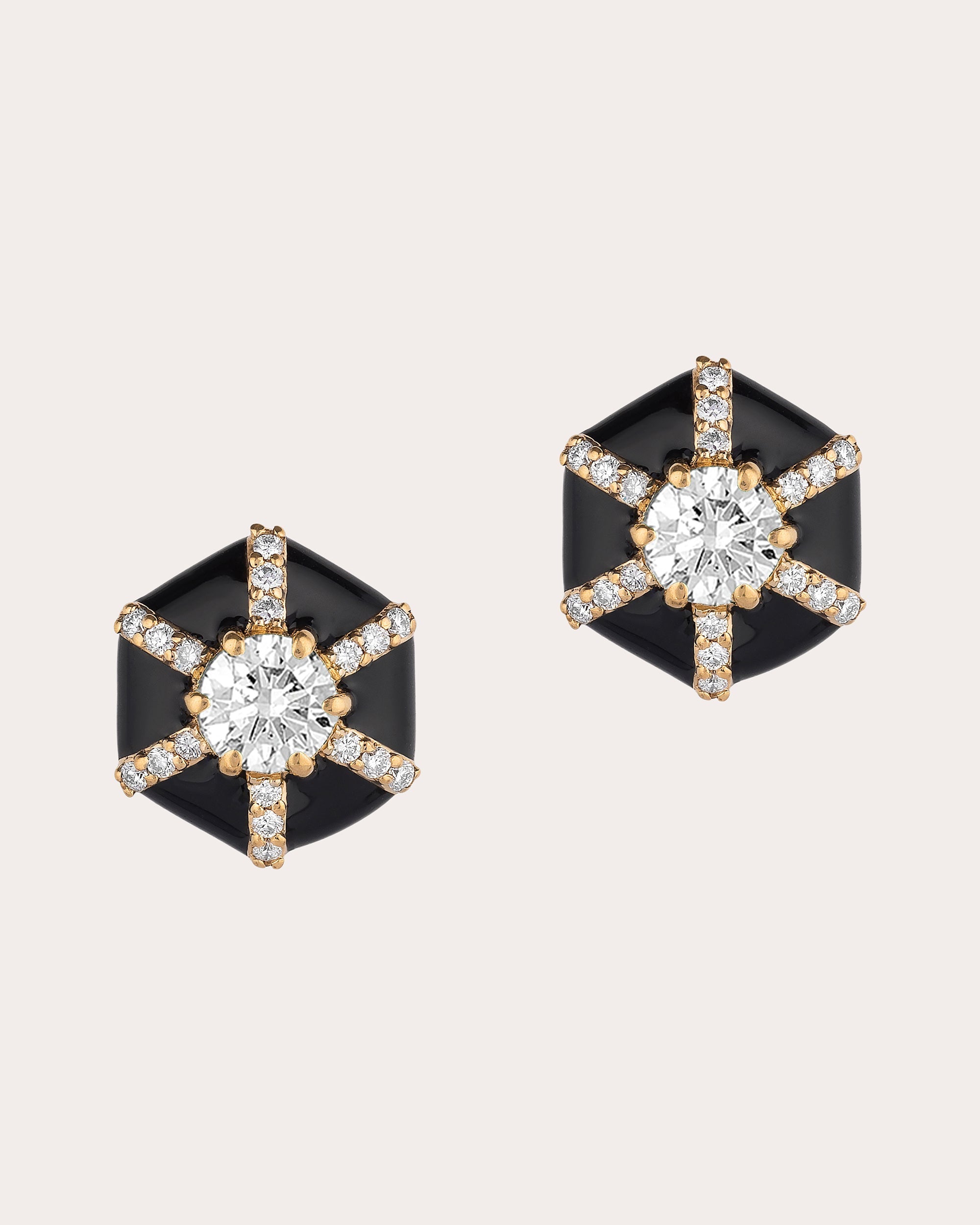 Queen 18K Gold Diamond Enamel Earrings
