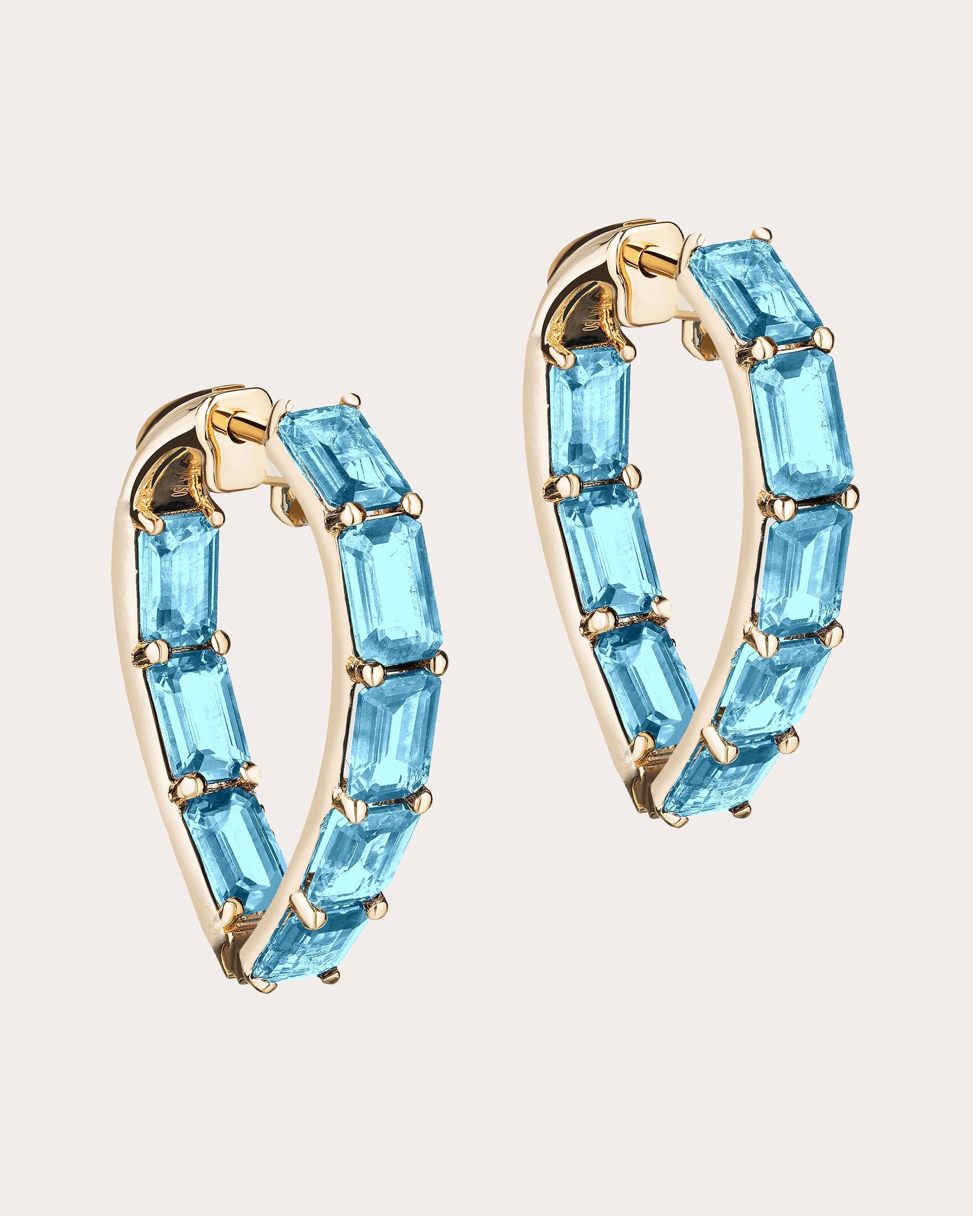 Gossip 18K Gold Blue Topaz Heart Hoop Earrings