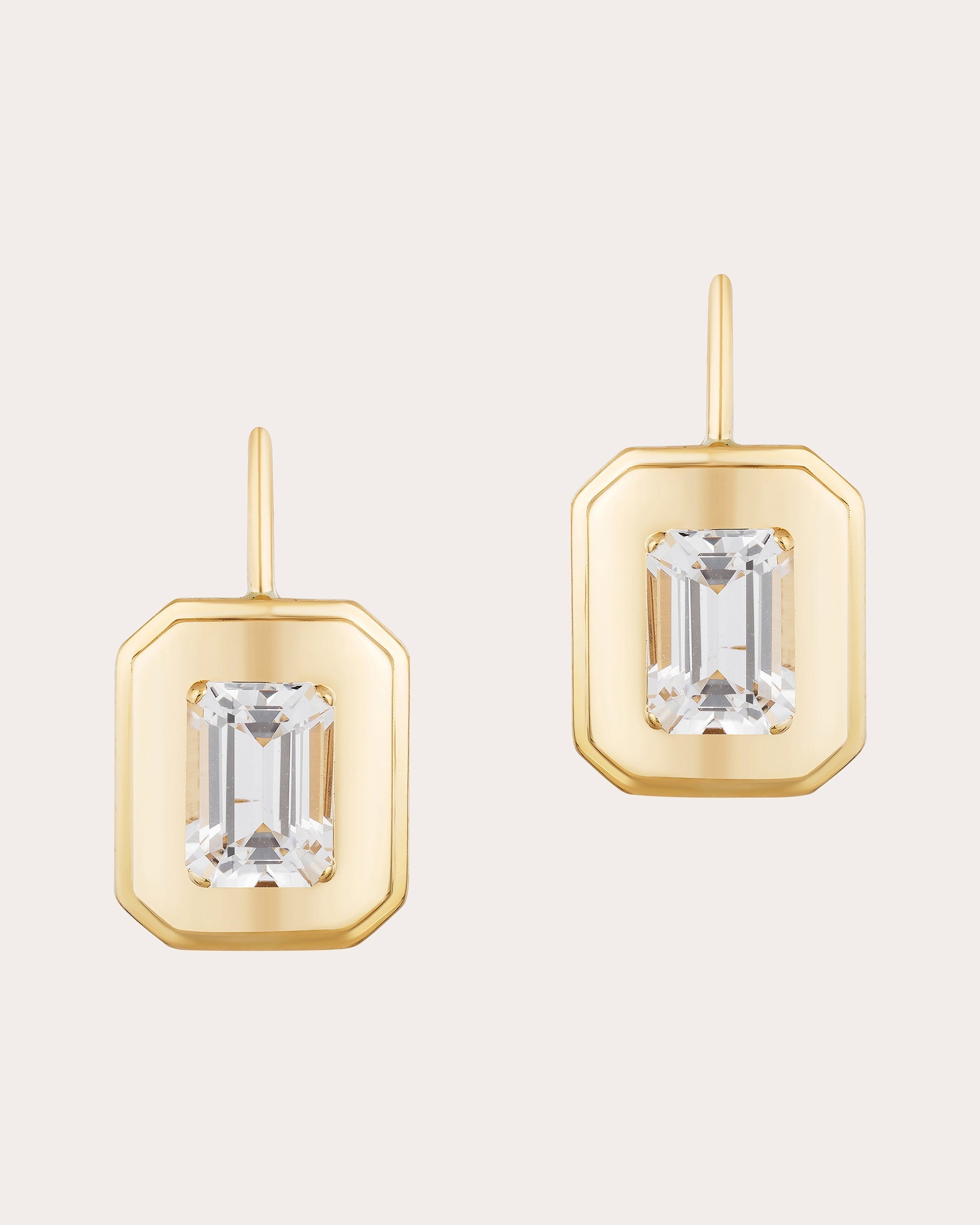 Queen 18K Gold Rock Crystal Earrings