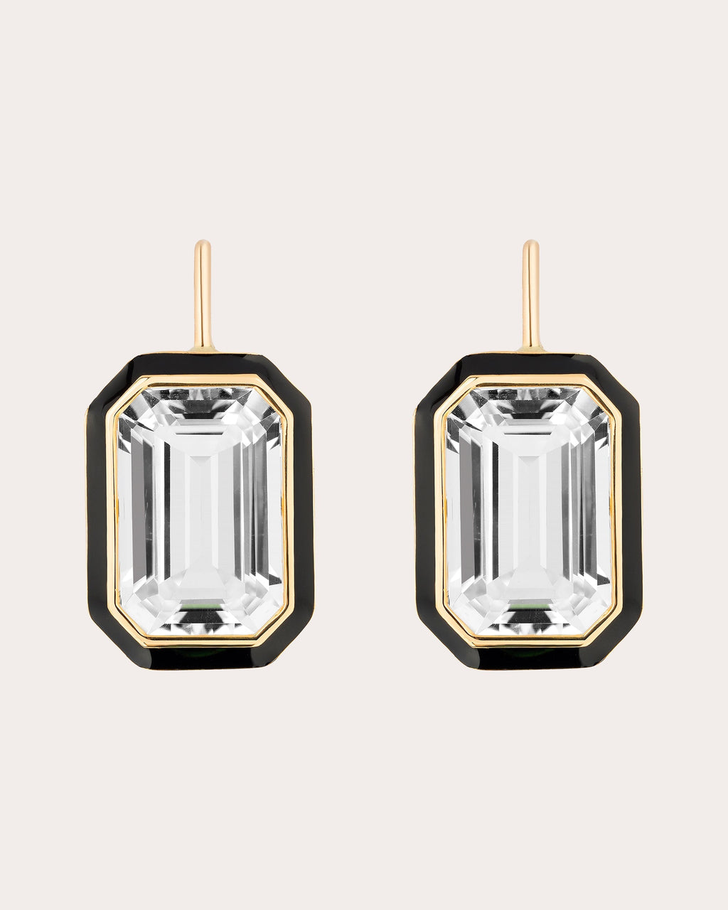 Queen 18K Gold Enamel and Rock Crystal Earrings