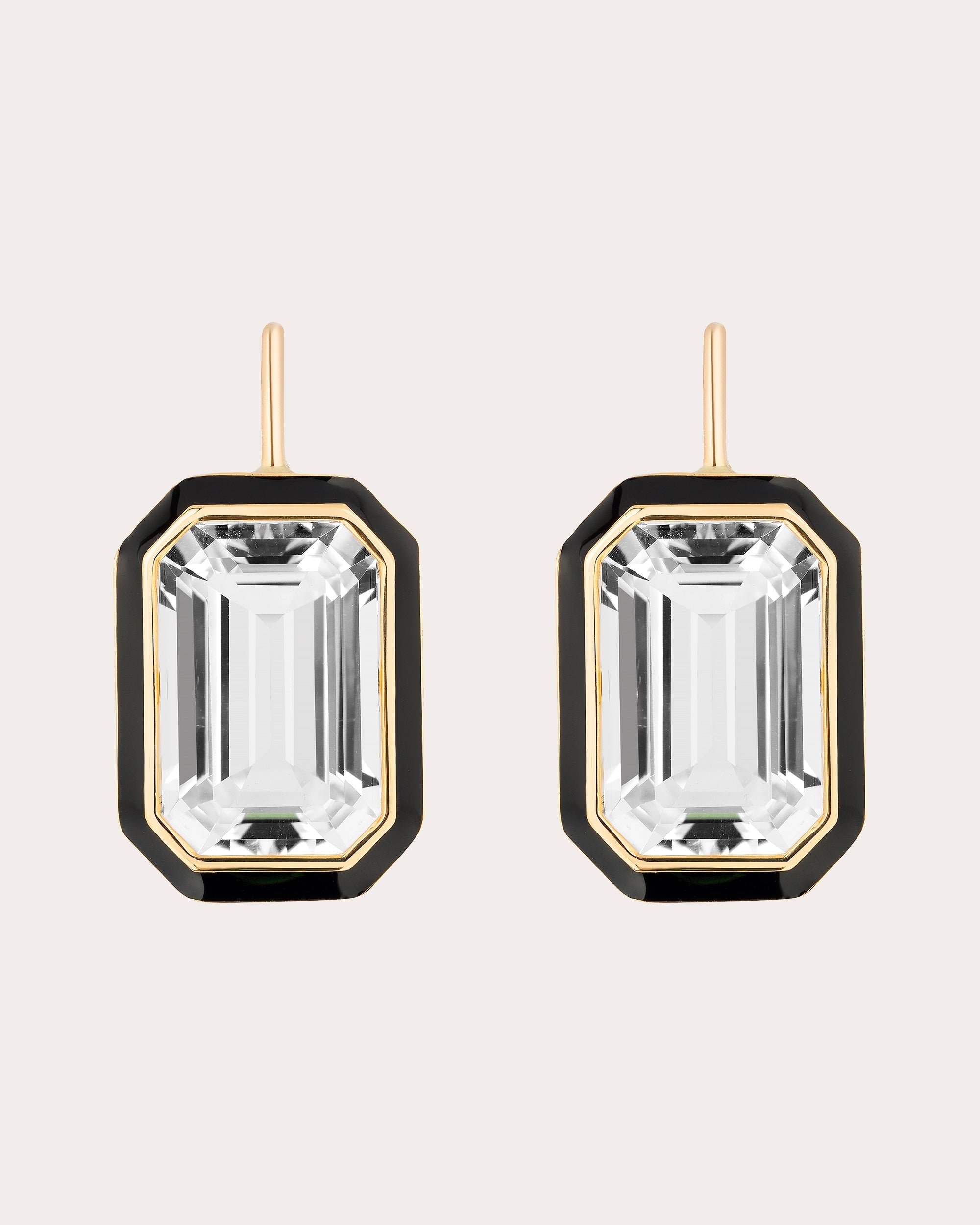 Queen 18K Gold Enamel and Rock Crystal Earrings