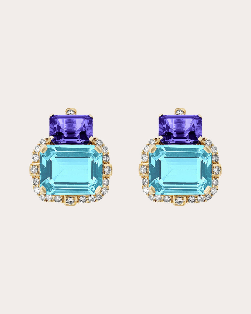 18K Gold Multi-Stone and Diamond Earrings