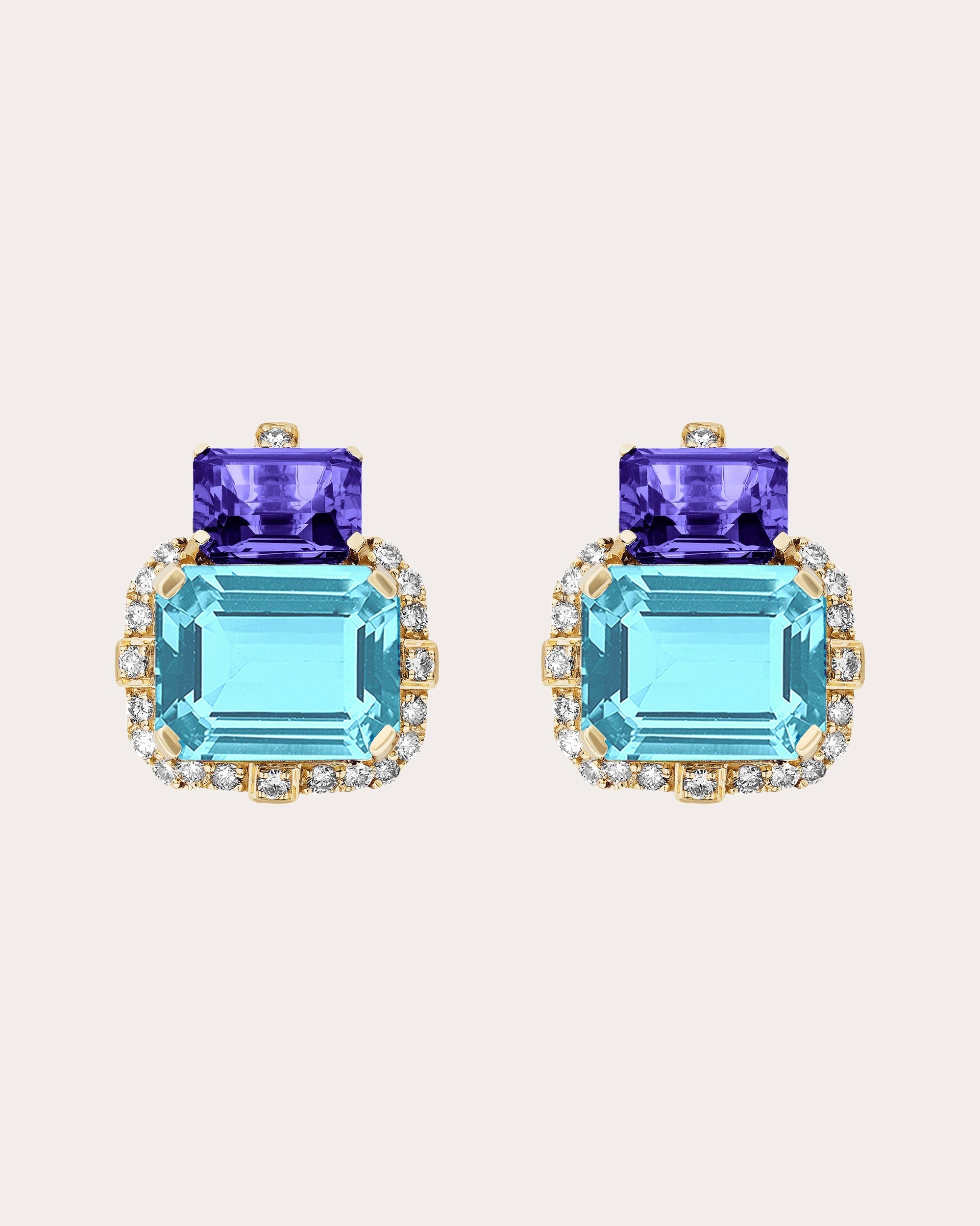 18K Gold Multi-Stone and Diamond Earrings