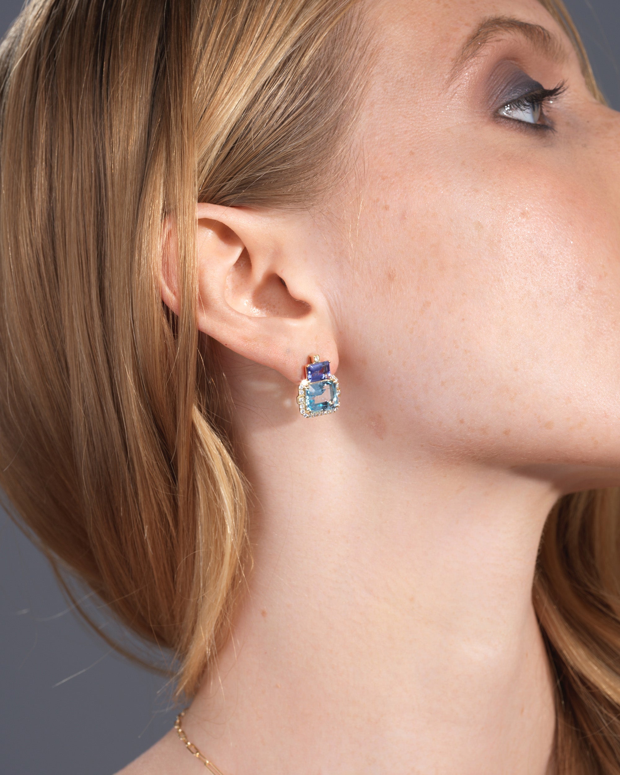 18K Gold Multi-Stone and Diamond Earrings