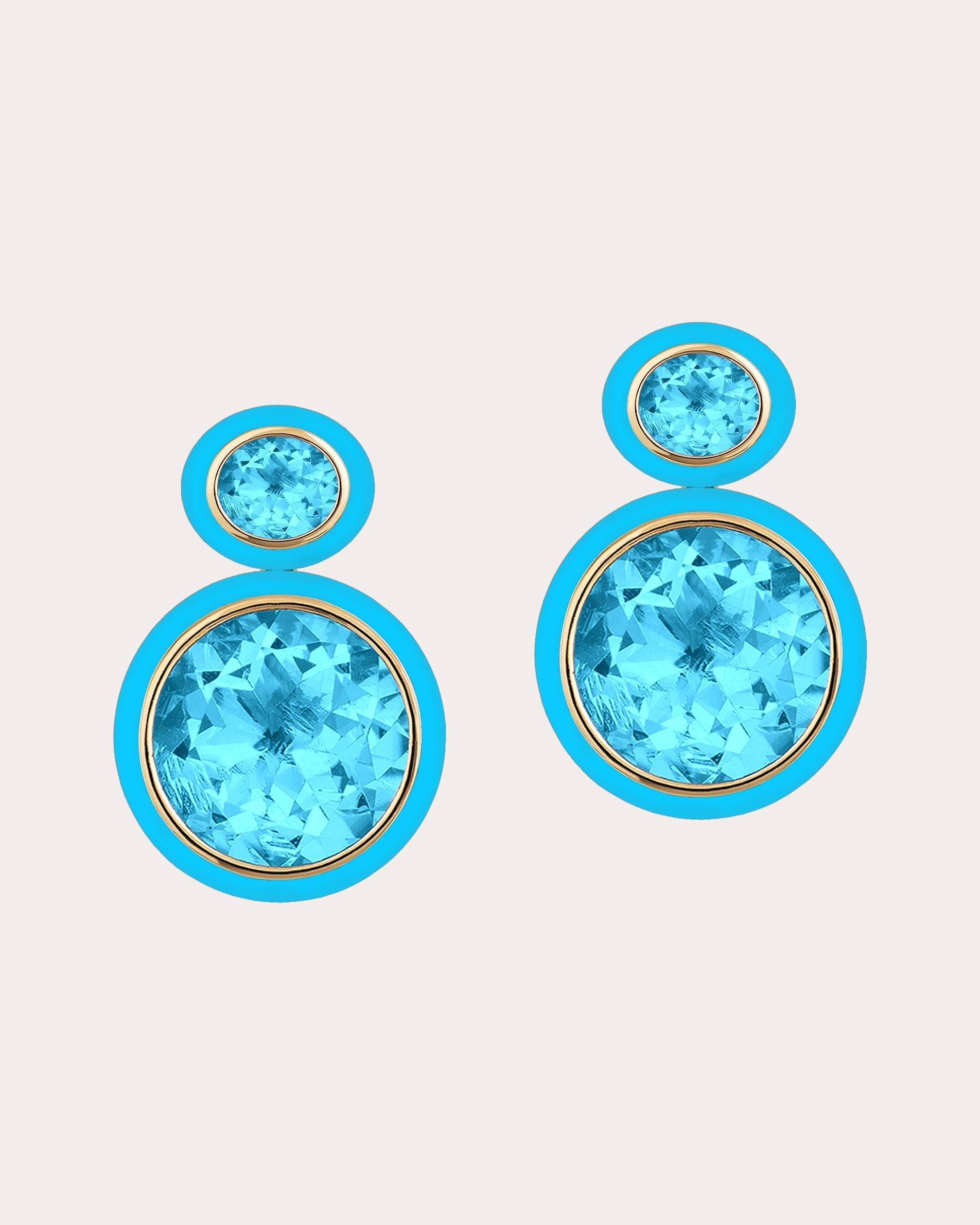 Round Blue Topaz & Turquoise Drop Earrings
