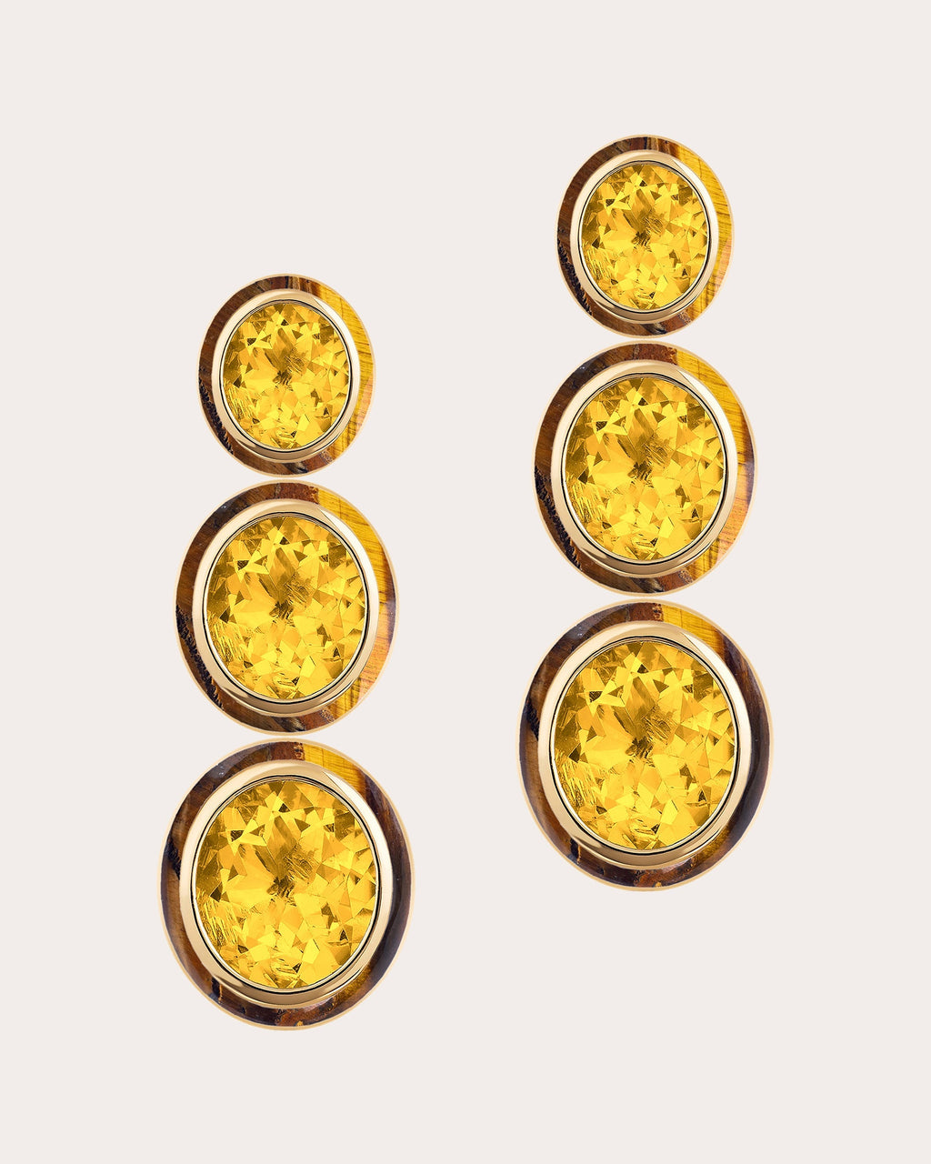 Mélange 18K Gold Citrine and Tiger's Eye Earrings