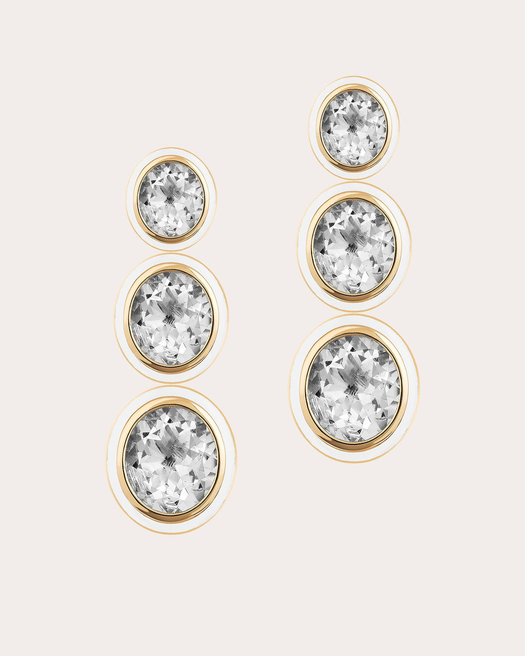Mélange 18K Gold Rock Crystal and White Agate Earrings