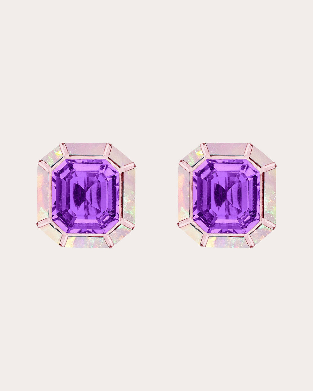 Mélange 18K Rose Gold Amethyst and Opal Earrings