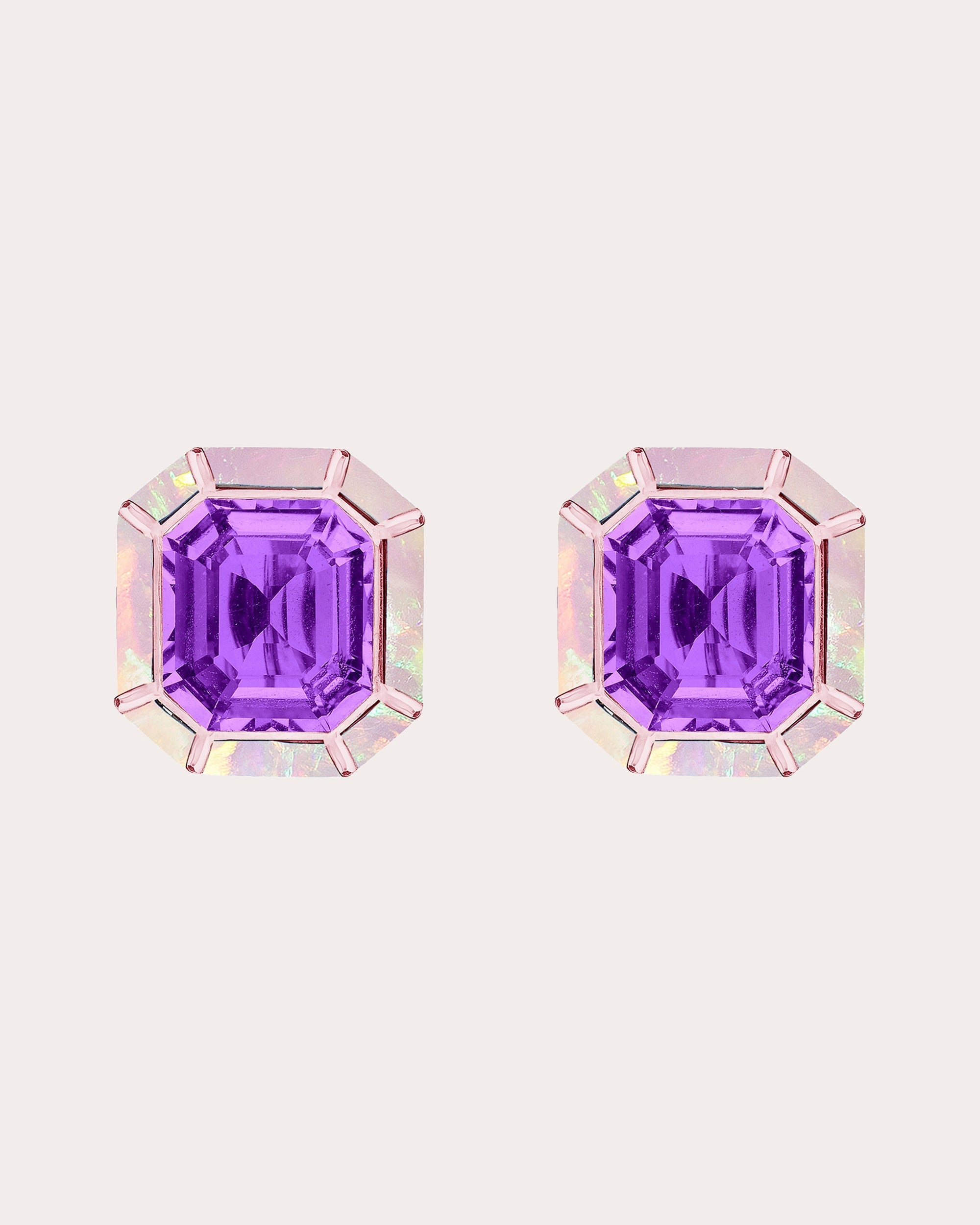 Mélange 18K Rose Gold Amethyst and Opal Earrings