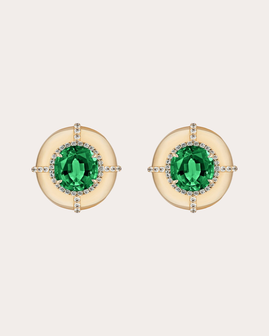 18K Gold Diamond and Emerald Earrings