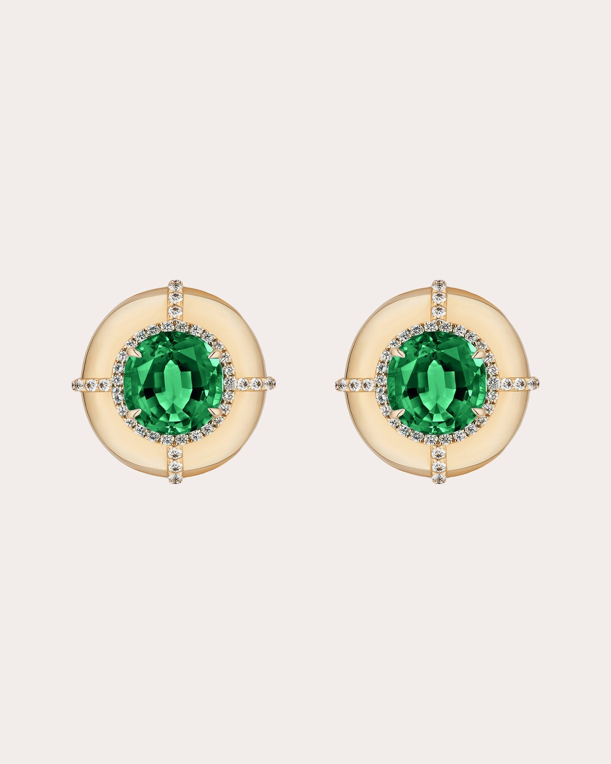 18K Gold Diamond and Emerald Earrings